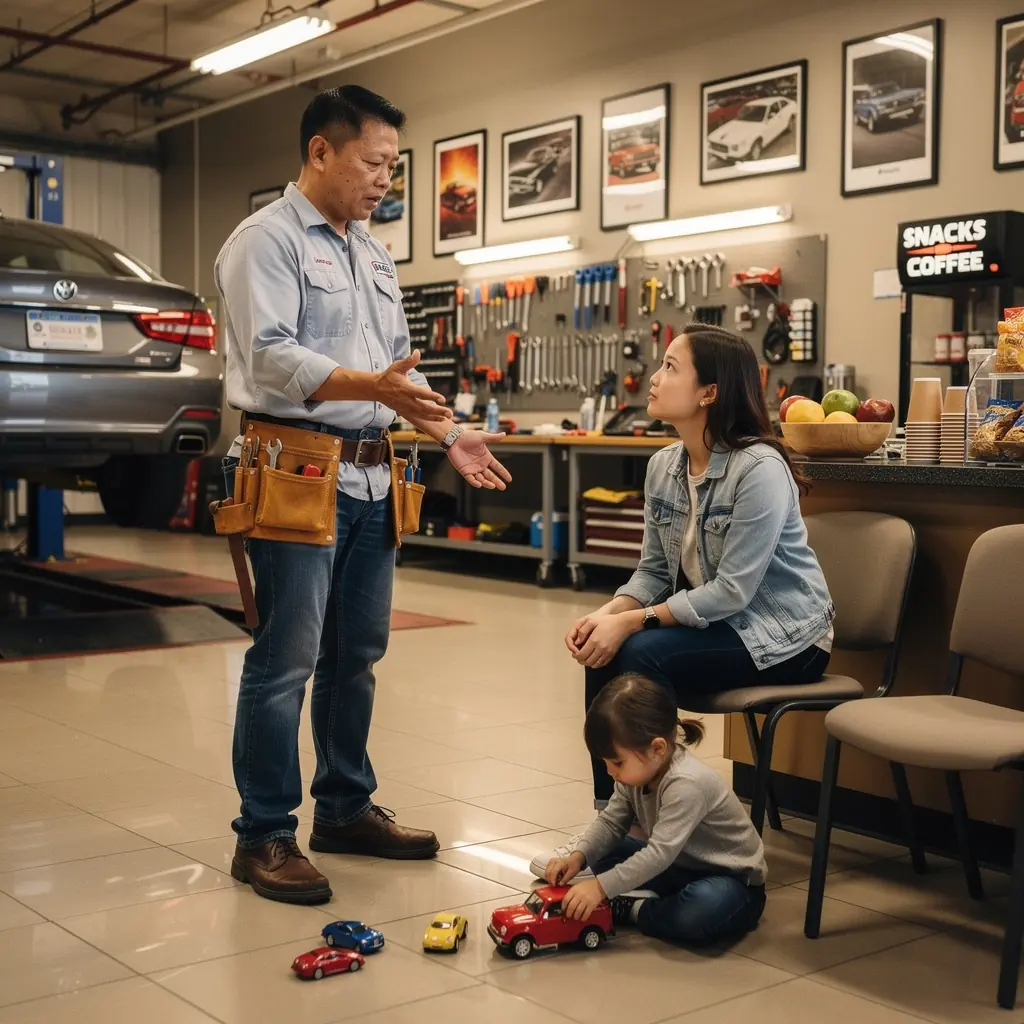 Картинка, иллюстрирующая гибкость платежей, клиент обсуждает условия страхования с агентом в офисе.